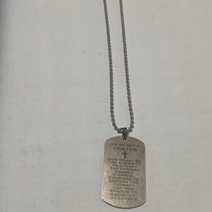 Silver Serenity Prayer Dog Tag Necklace